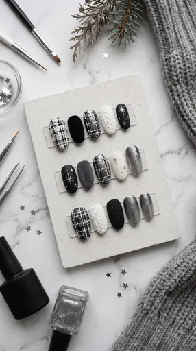 Monochrome Winter Nail Art Display