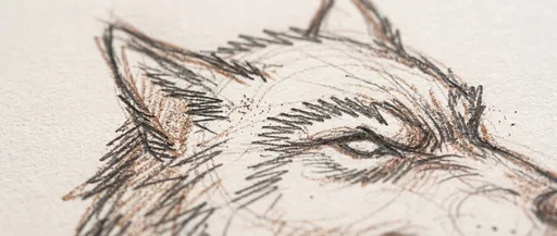 Macro Pencil Sketch of Wolf Head