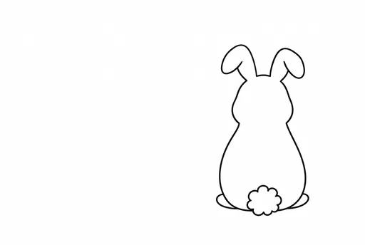Simple Black Outline of Bunny From Behind