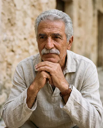 Older Man in Linen Pullover Portrait