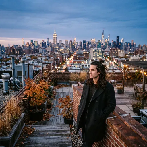 Man With Long Hair On Rooftop