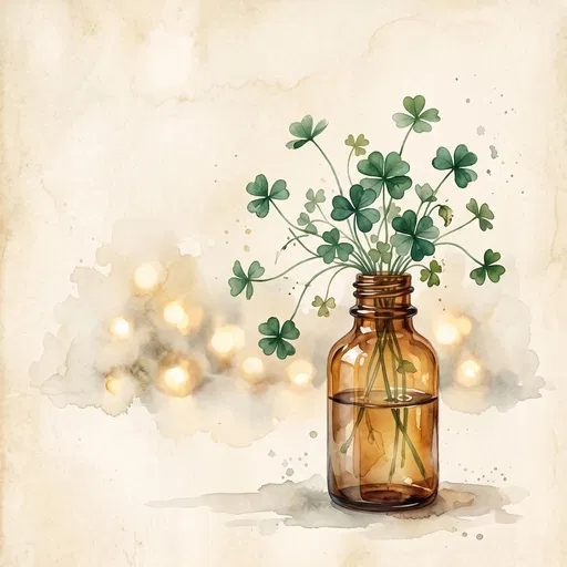 Watercolor Shamrocks in Amber Glass Bottle