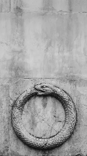 Weathered Stone Ouroboros Relief Carving