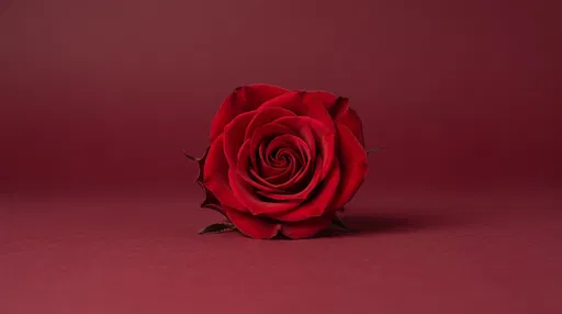 Single Red Rose on Burgundy Backdrop
