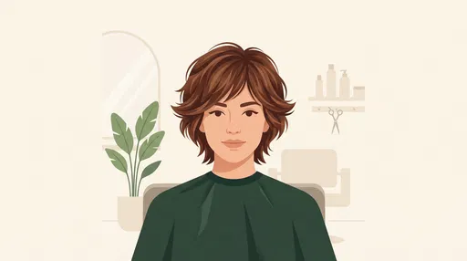 Woman With Brown Bixie Haircut Illustration