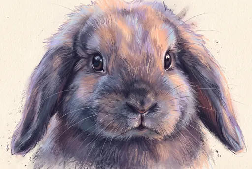 Pastel Lop-Eared Bunny Rabbit Portrait