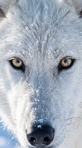 Extreme Close-Up of Arctic Wolf Face