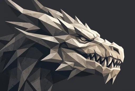 Geometric Low Poly Dragon Profile Illustration