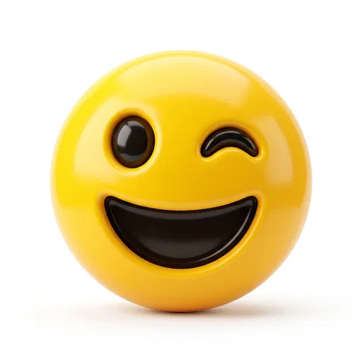 Glossy 3D Winking Smiley Face Icon
