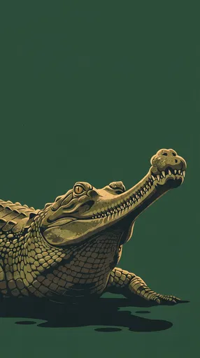 Minimalist Gharial Crocodile Graphic Illustration