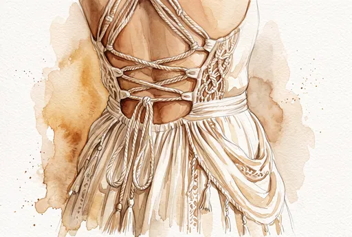 Watercolor Bohemian Lace-Up Dress Back Study