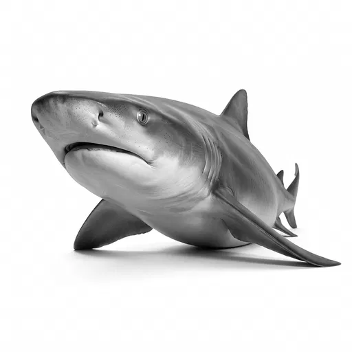 Monochrome Shark Isolated on White Background