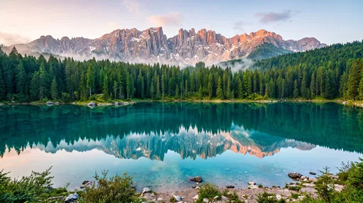 Turquoise Alpine Lake With Mountain Reflections