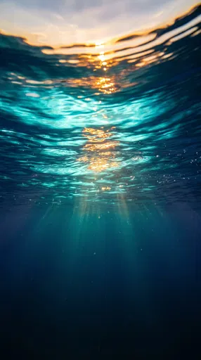 Golden Sunset Viewed From Underwater