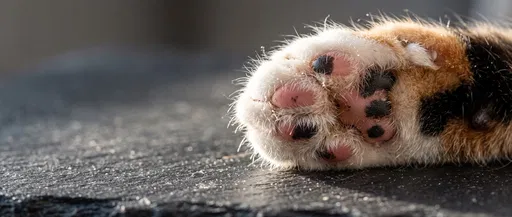 Macro Close-Up of Calico Cat Paw