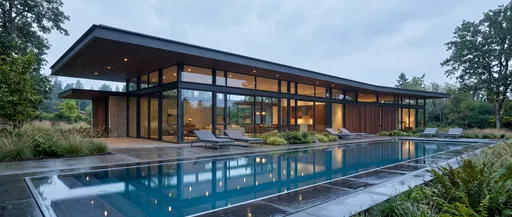 Contemporary Glass Pavilion House With Pool