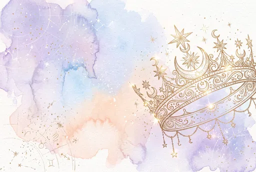 Celestial Gold Crown Pastel Watercolor Illustration
