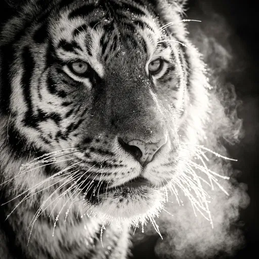 Monochrome Siberian Tiger in Winter