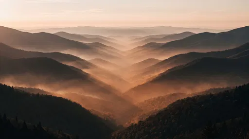 Misty Appalachian Mountain Ridges at Sunrise