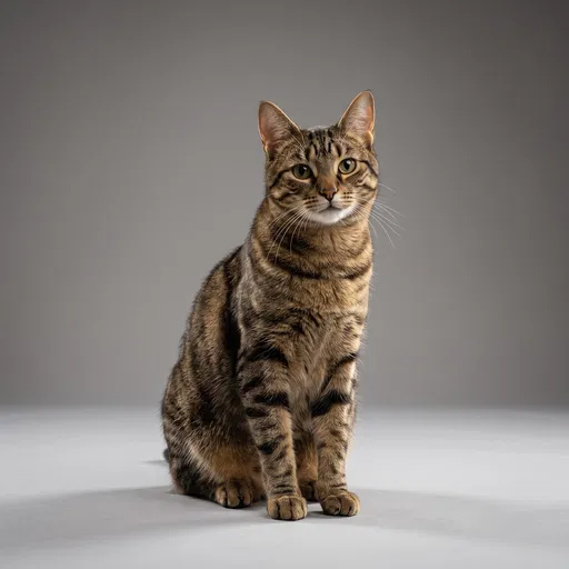 Brown Tabby Cat Studio Portrait
