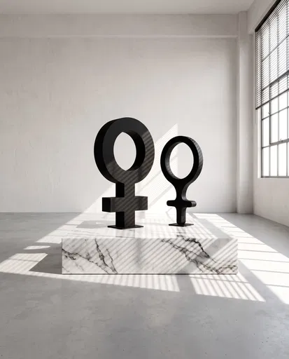 Black Female Symbols on Marble Plinth