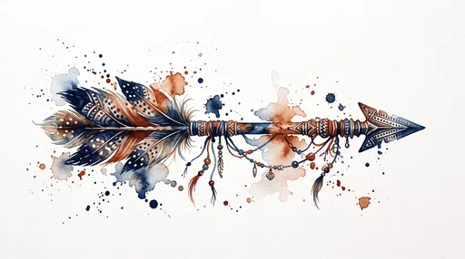 Bohemian Watercolor Feathered Arrow Illustration