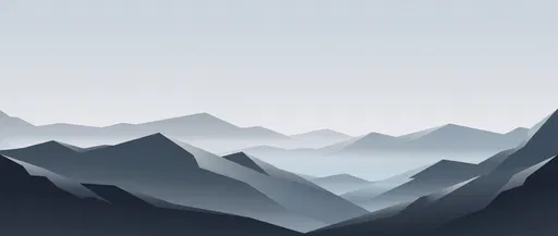 Minimalist Gray Geometric Mountain Landscape Illustration