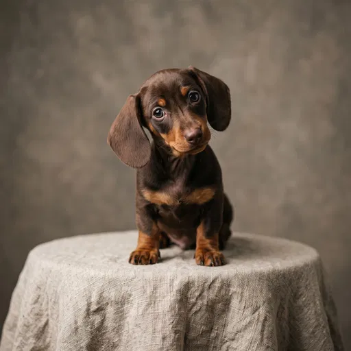 Chocolate Dachshund Puppy Studio Portrait