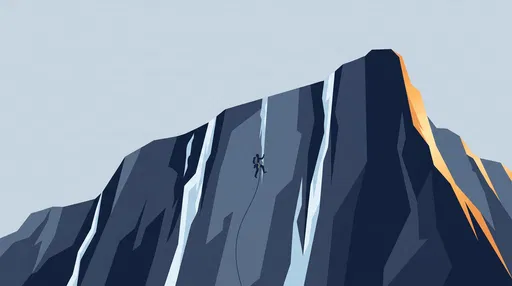 Minimalist Vector Illustration of Alpine Rock Climber
