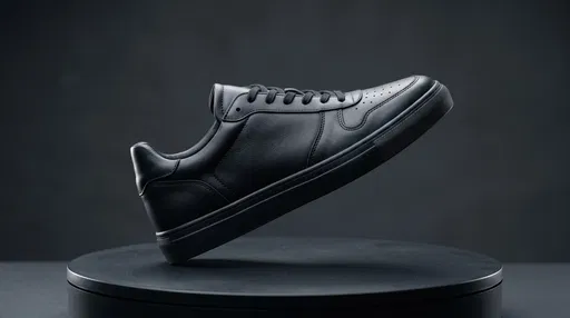 Matte Black Leather Sneaker on Podium