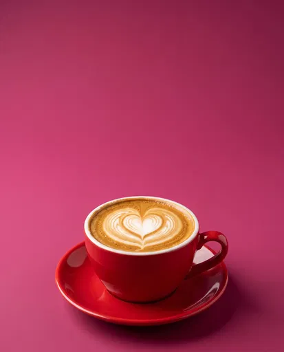 Red Cup With Heart Latte Art