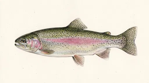 Detailed Colored Pencil Rainbow Trout Illustration