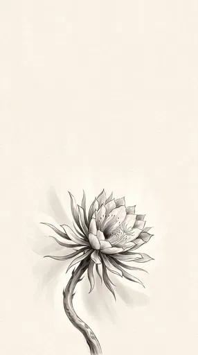 Minimalist Charcoal Cereus Flower Illustration