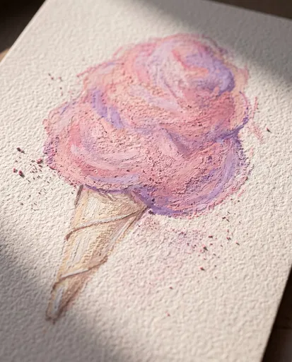 Pastel Drawing of Pink Cotton Candy
