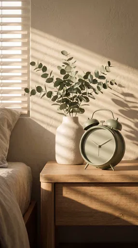 Minimalist Alarm Clock on Sunlit Nightstand