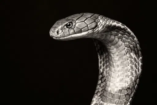 Monochrome King Cobra Profile Portrait