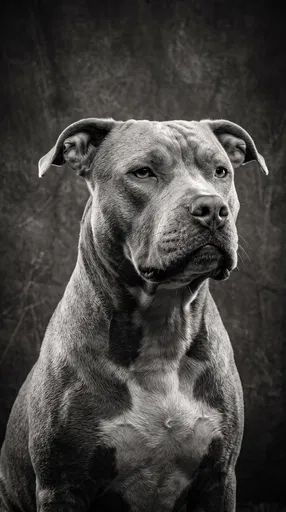 Monochrome Studio Portrait of Pit Bull