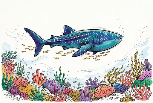 Whale Shark and Coral Reef Illustration