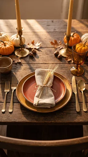 Rustic Thanksgiving Place Setting in Sunlight