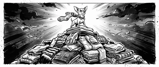 Heroic Chihuahua On Laundry Mountain Illustration
