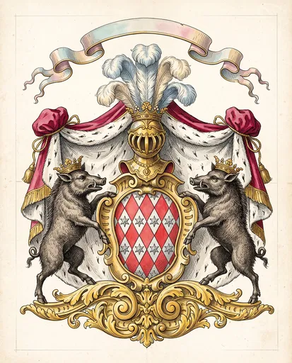 Baroque Coat of Arms With Boars