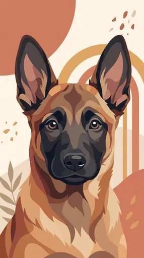 Modern Vector Belgian Malinois Puppy Illustration
