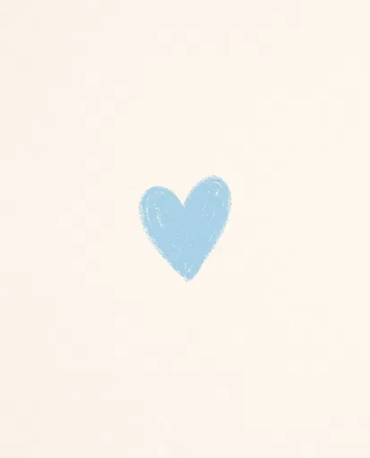 Minimalist Pastel Blue Chalk Heart Illustration