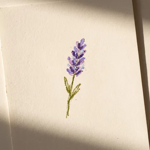 Oil Pastel Lavender Drawing on Cream Paper