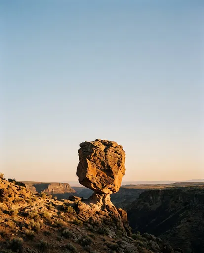 Balanced Rock Formation at Golden Hour