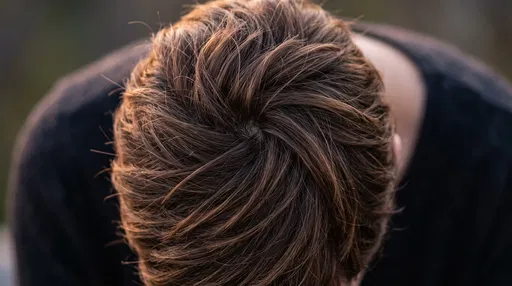 Overhead Close-Up of Short Brown Hair Crown