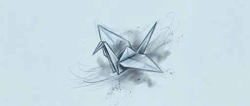 Charcoal Sketch of Origami Paper Crane