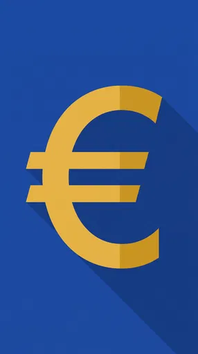 Gold Euro Symbol on Blue Background