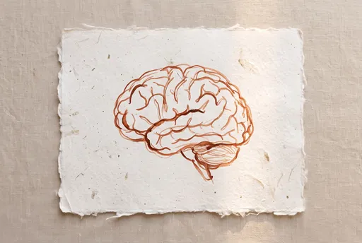 Terracotta Ink Brain Drawing on Paper