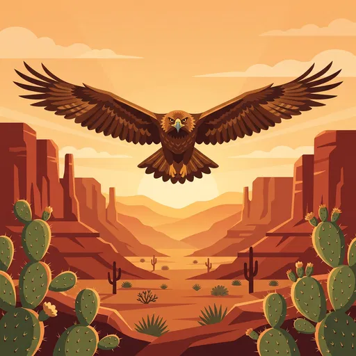 Golden Eagle Soaring Over Desert Canyon